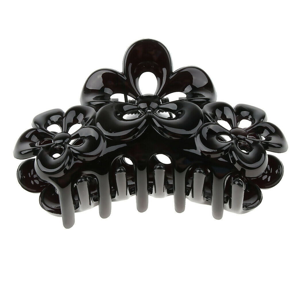 Womens Girls Hair Claw Clip Jaw StrongTeeth Claw for Hair Makeup Tool Black