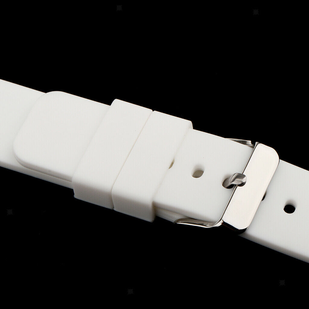 20mm Silicone Waterproof Sports Watchband Strap Deployment Clasp White