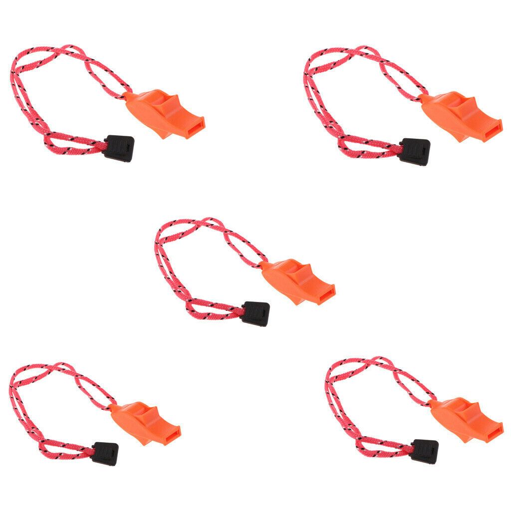 5x Outdoor Emergency Whistle with Lanyard for Safety Boating Camping Hunting