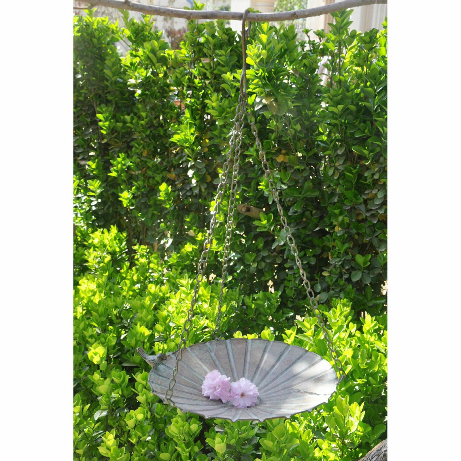 Iron Garden Hanging Bird Feeder Birdbath for Attracting Birds Finches Dove