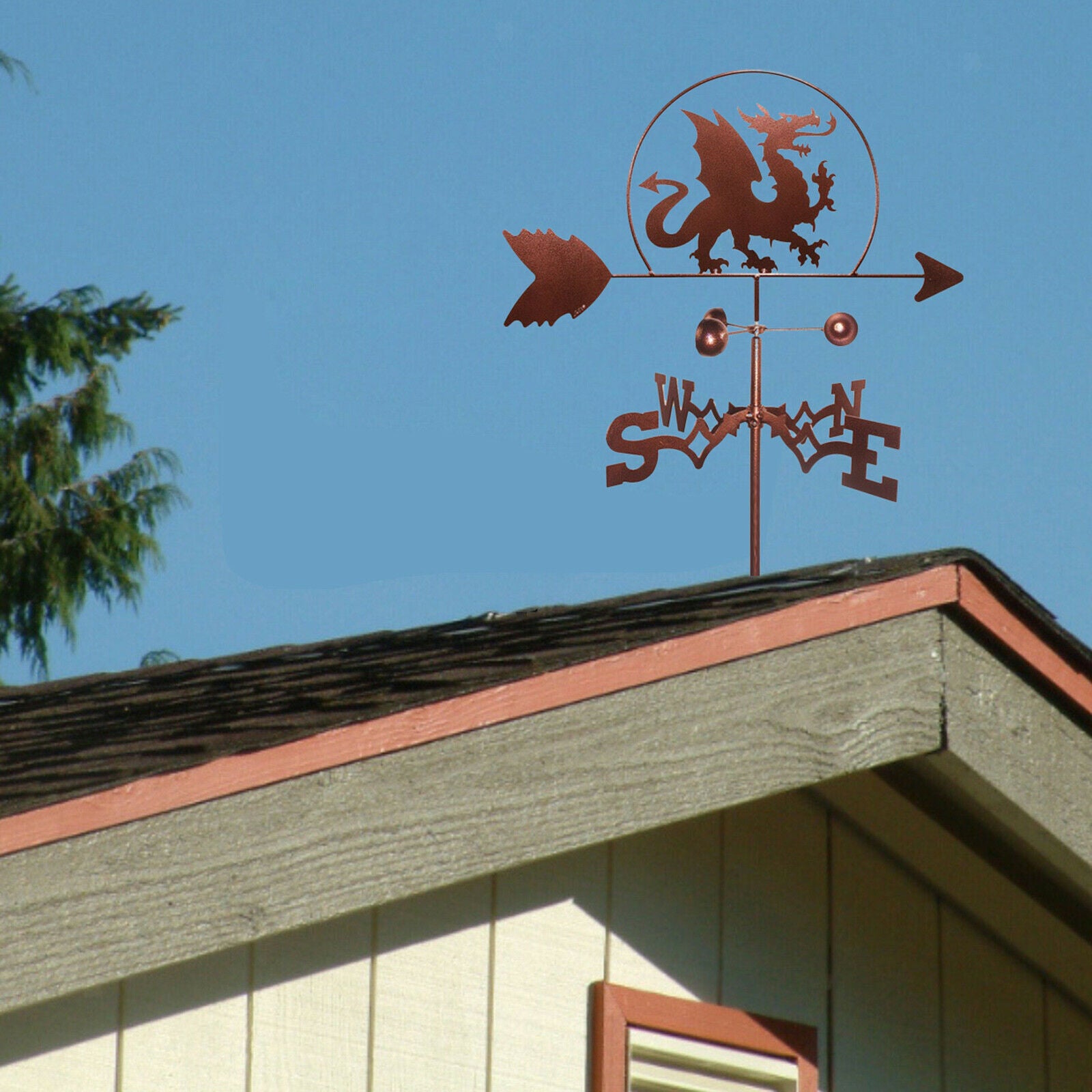 Metal Dragon Shape Weathervane Weather Vane Farm Yard Stake 31inch Tall