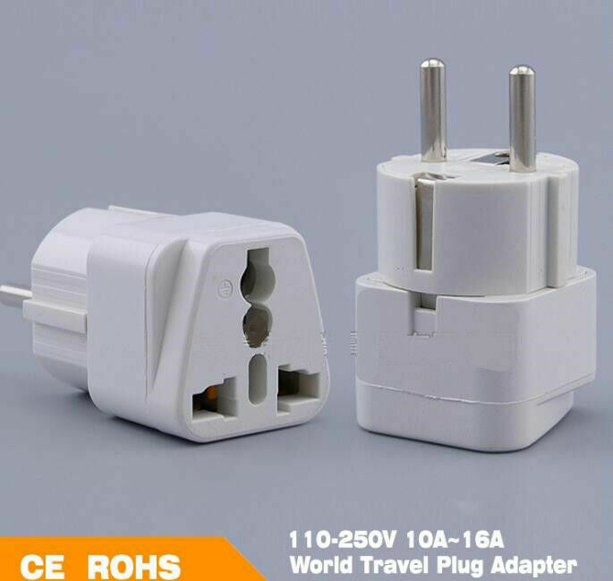 2Pc Universal 16A Europe Power Adapter Converter Wall Plug Socket AU UK US to EU