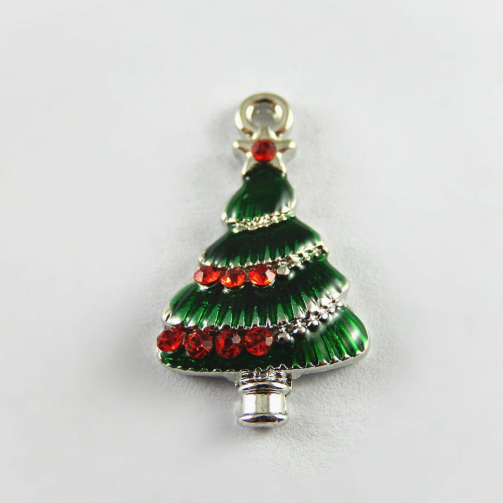 18pcs New Enamel Alloy Lovely Colorful Christams Tree Look Pendant Charms 52155