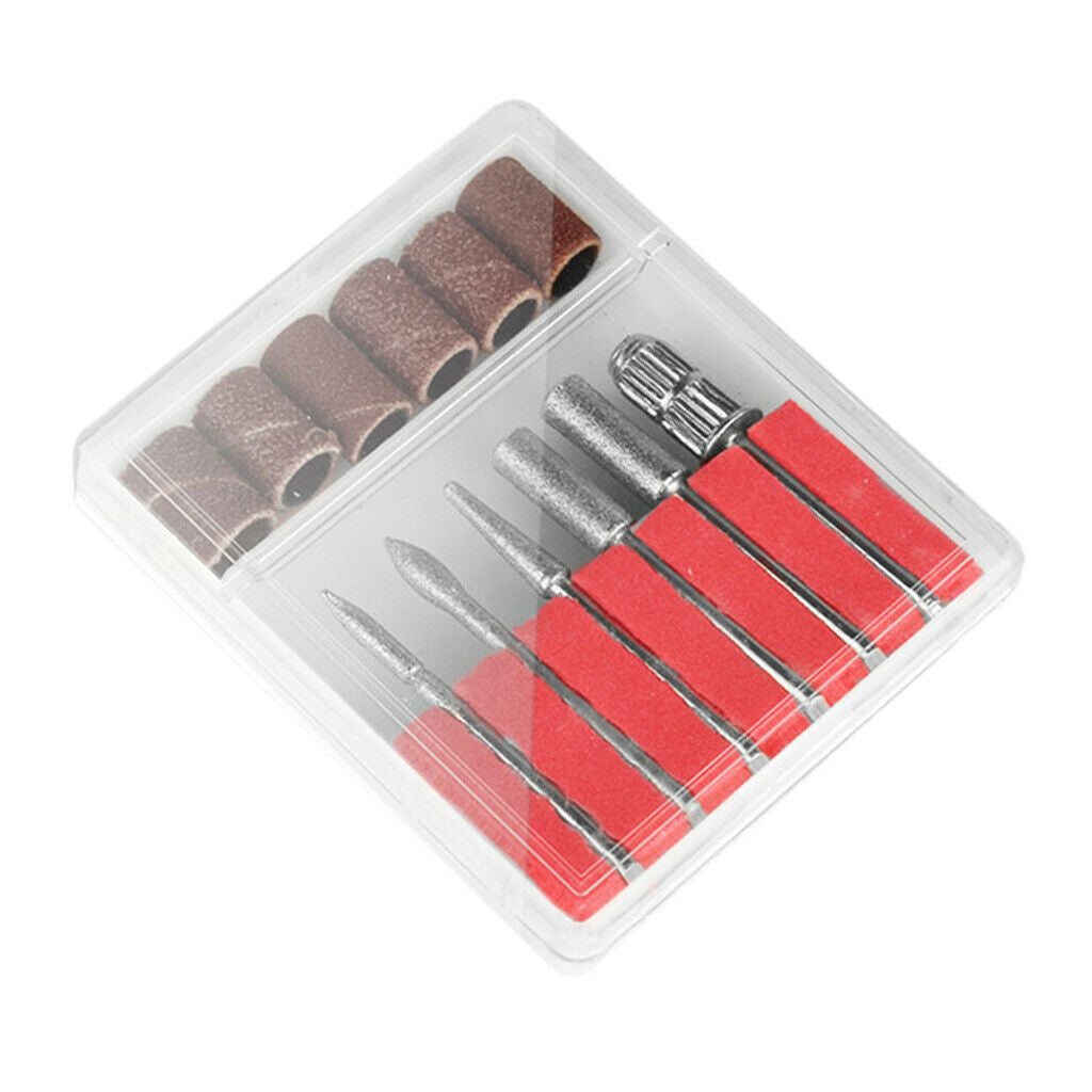 12x Electric Manicure Nail Art Drill Bits Acrylic Sanding Bands Mandrel Bit