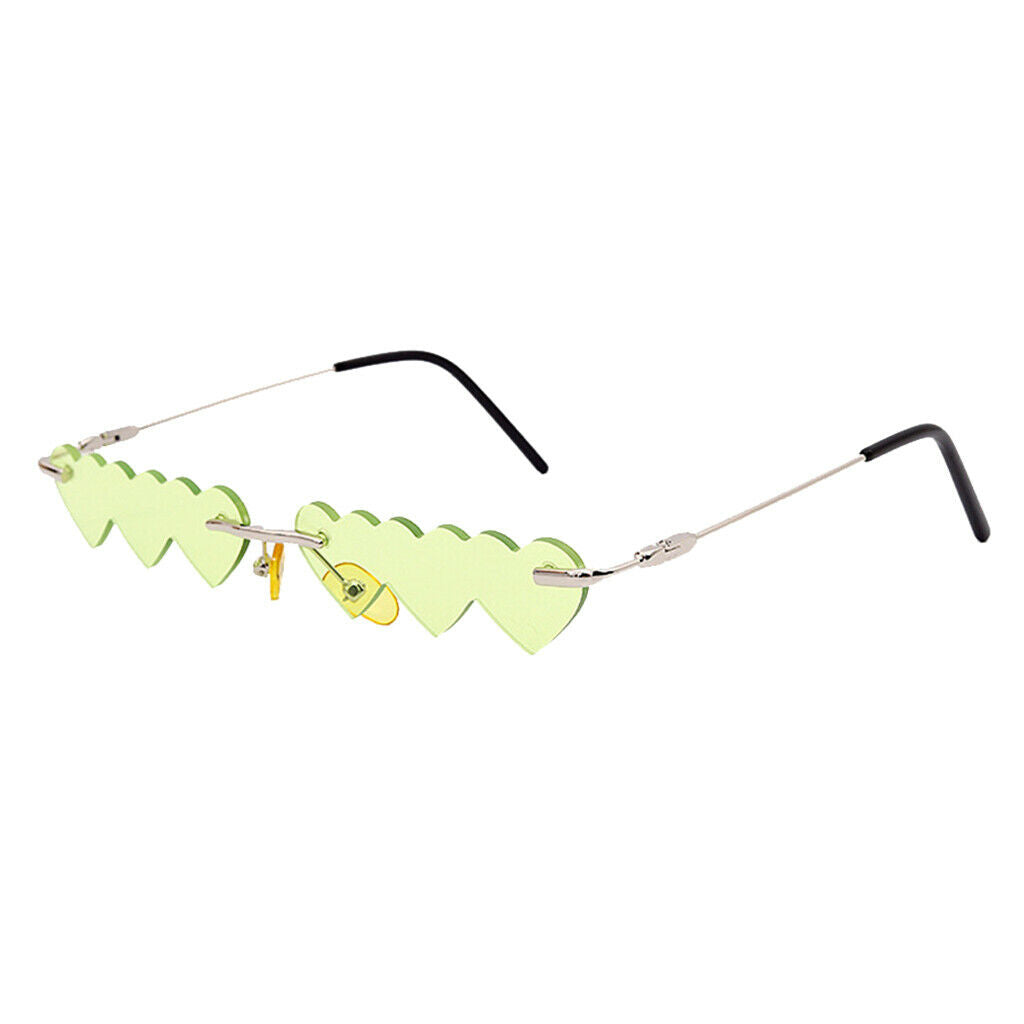 2pcs Novelty Womens Rimless Heart Shape Sunglasses Luxury Designer Glasses