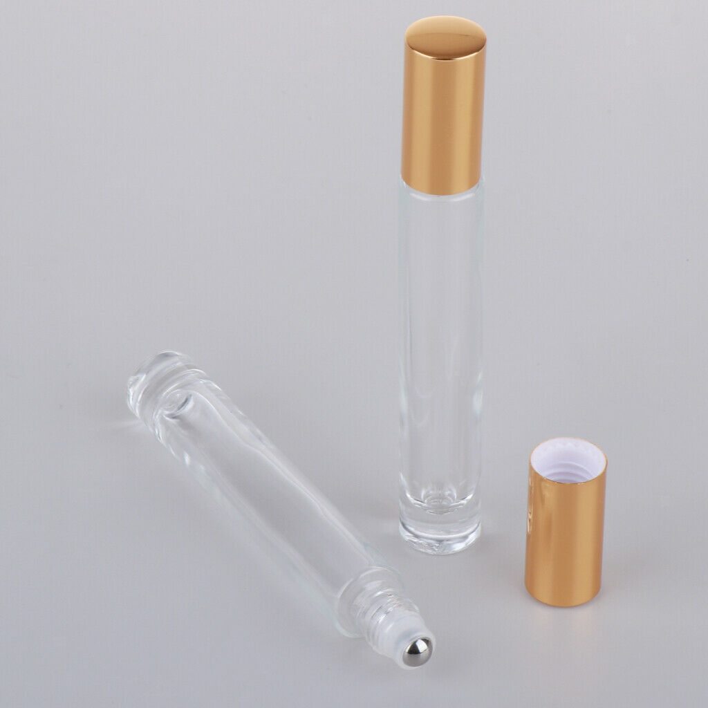2X 10ml Empty Glass Perfume Essential Oil Roller Ball Bottles Cases Holder