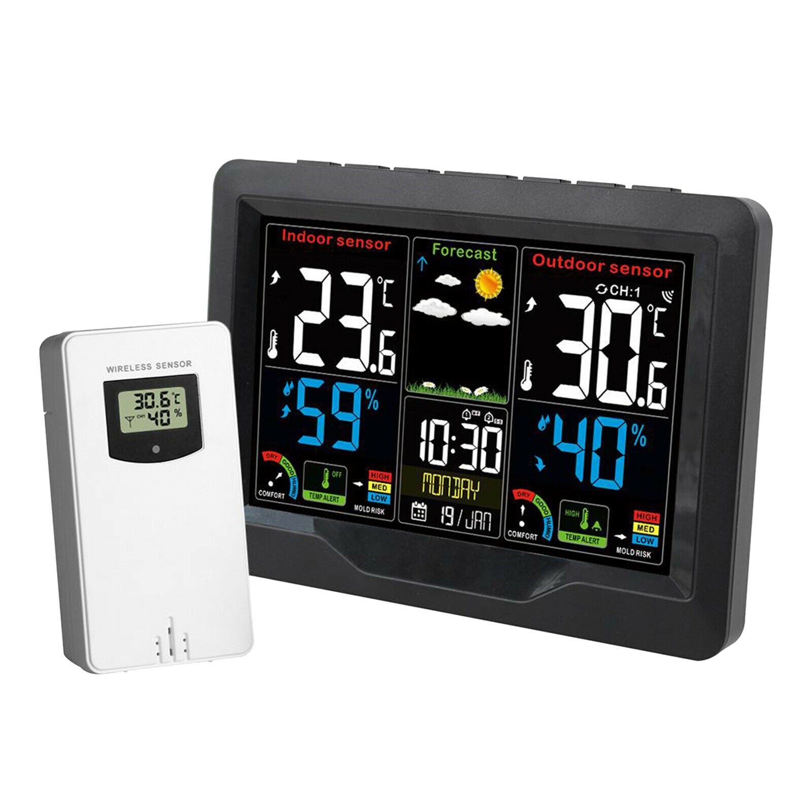 Digital Weather Station Wireless Temperature Humidity Date Calendar Thermometer
