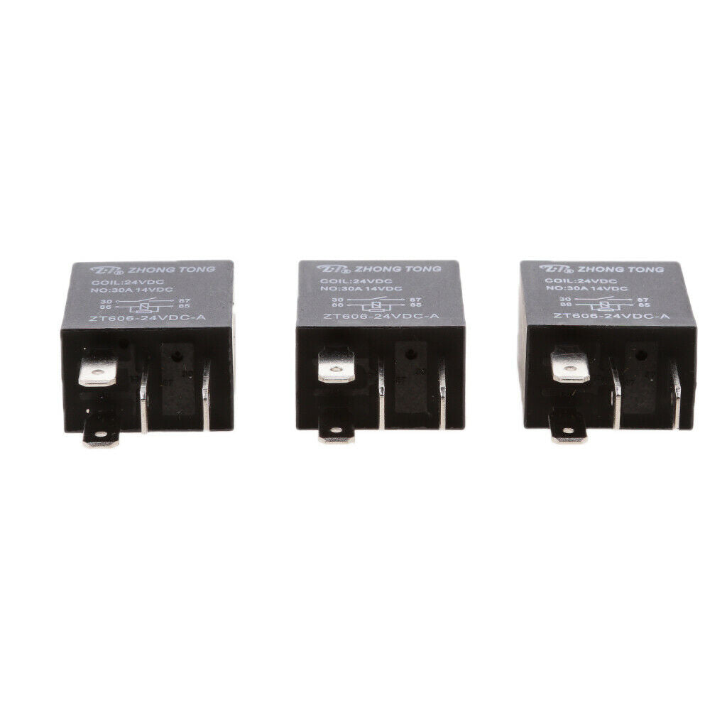 3 Pieces 24V Coil 30A 4 Pins SPST Car Automotive Alarm Security Power Relays
