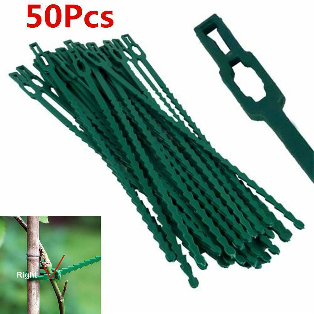 50Pc Reusable Garden Plastic Plant Cable Ties Grow Kits Tree Climbing Support ~~