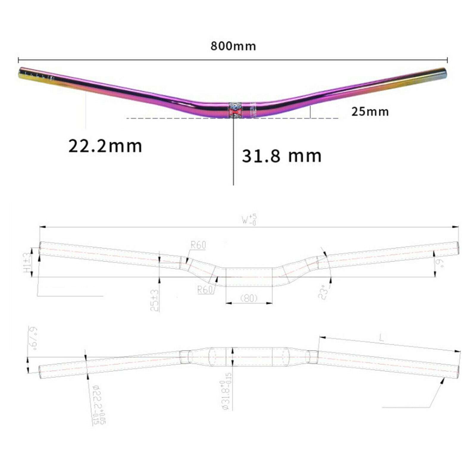 Bike Riser Bar MTB 31.8mm High Rise Extra Long Handlebar Cycling Refit Parts