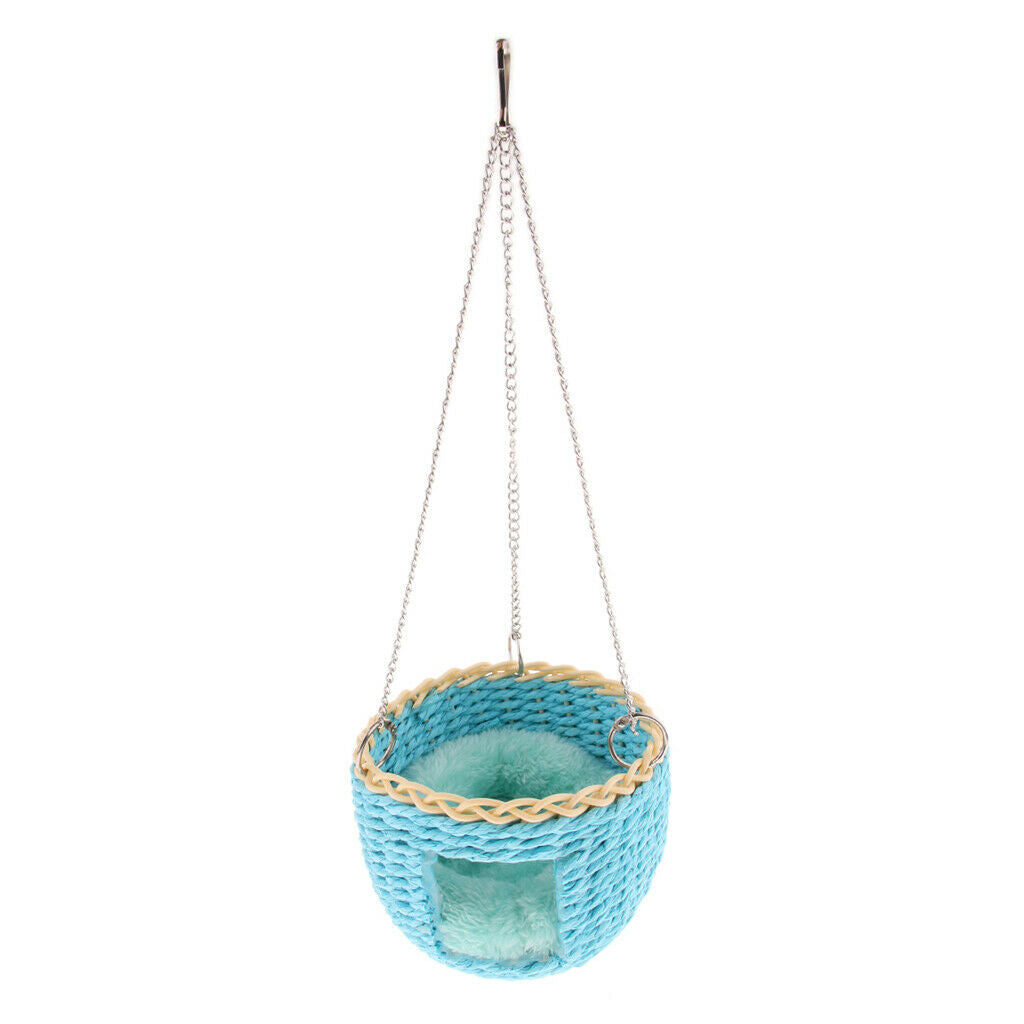 Pet Small Animal Hamster Cage Handwoven Bed Basket Swing with Removable Mat (