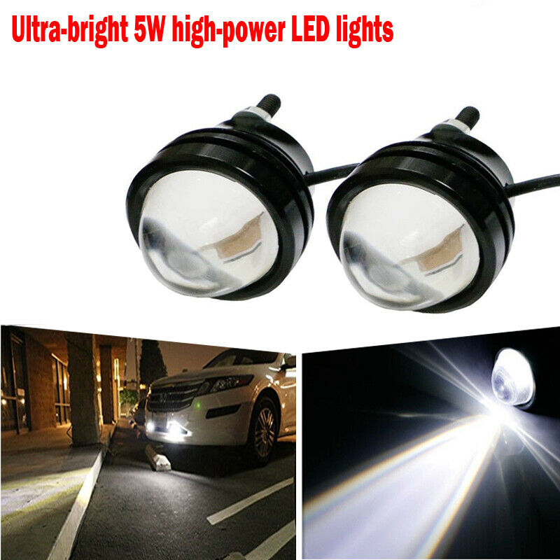 2Pcs White 5W High Power Fish / Bull  Eye Projector Fog Light DRL LED Lamps