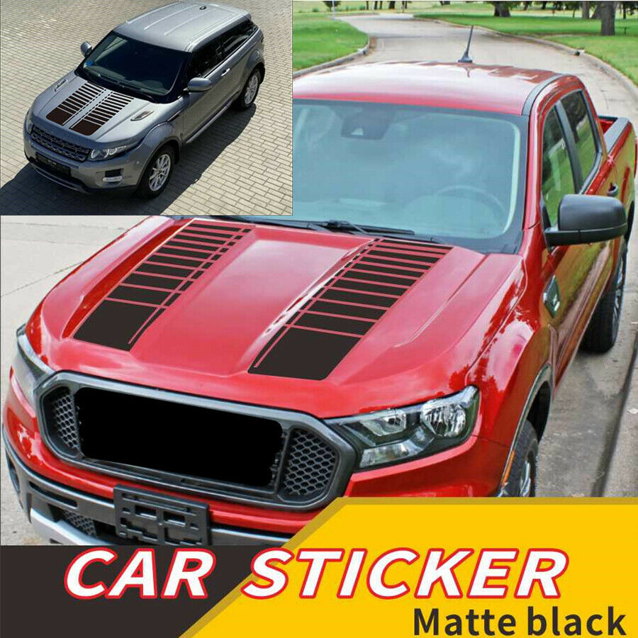 1 Set 95cm Vinyl Matte black Car SUV Head Decals Stripe Hood Stickers Universal