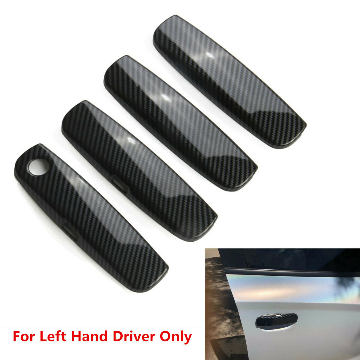 Carbon Fiber Style Door Handle Covers Decor Cover Trim for Dodge Charger 2016-21
