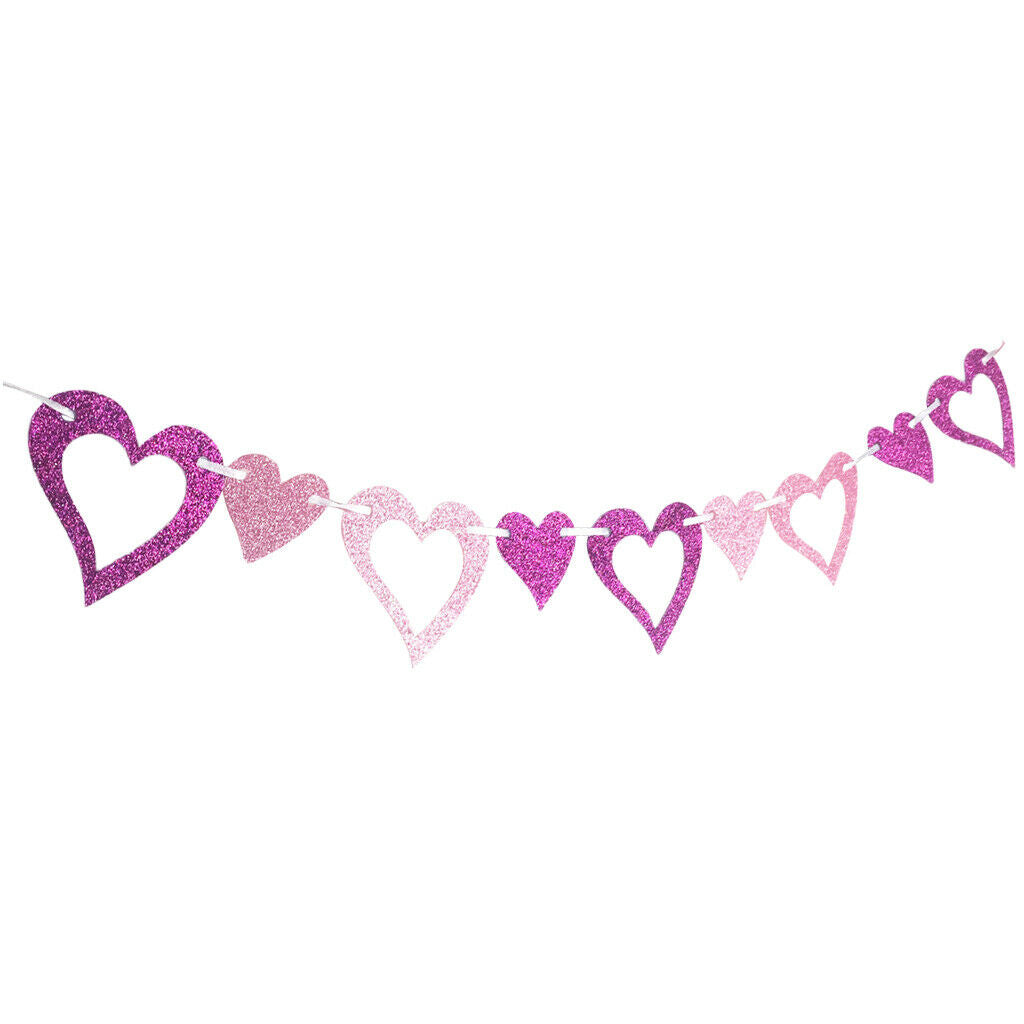Glitter Felt Heart Garland Banner Wedding Birthday Party Decoration Props