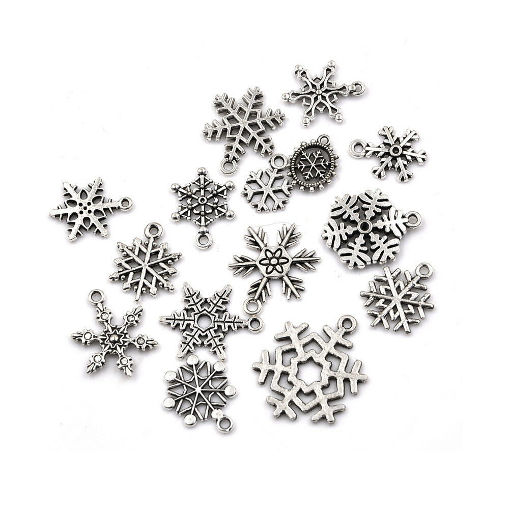 15pcs Tibetan Christmas Snowflake Charm Pendant Diy Necklace Bracelet Cra.l8