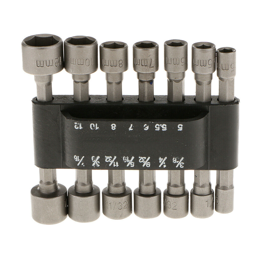 14 Power Nut Driver Drill Bit SAE Metric Socket Wrench Screw 1/4'' Hex Shank