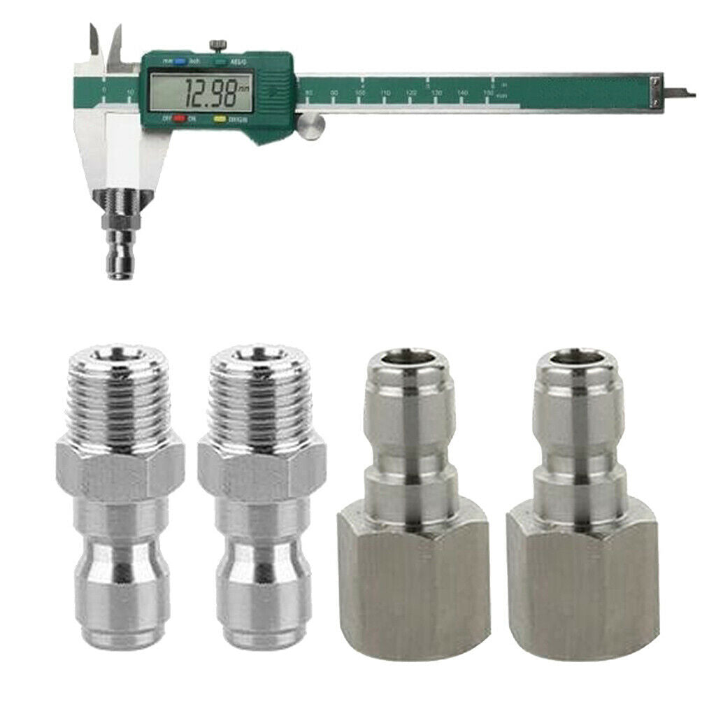 4Pcs Stainless Garden Hose Quick Connect Fitting Pressure Washers 1/4'' Male