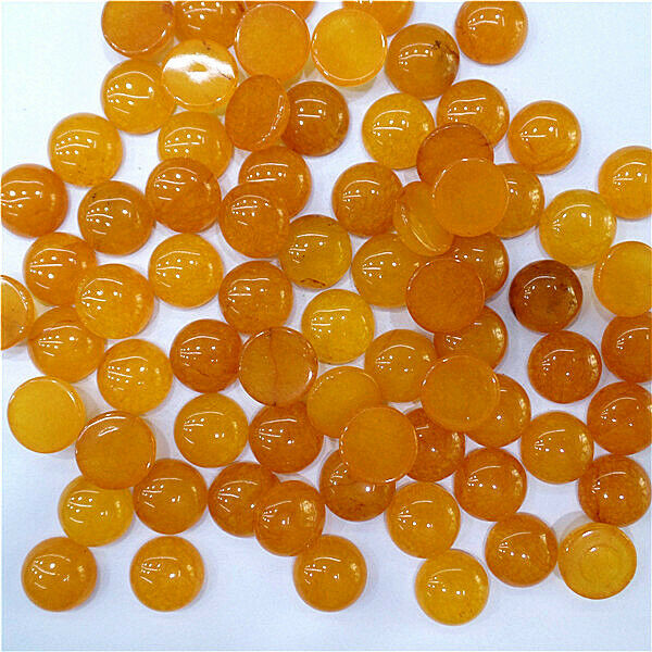 100Pcs 12mm Wholesale Yellow Malay Jade Round Cab Cabochon Accessories HH7080