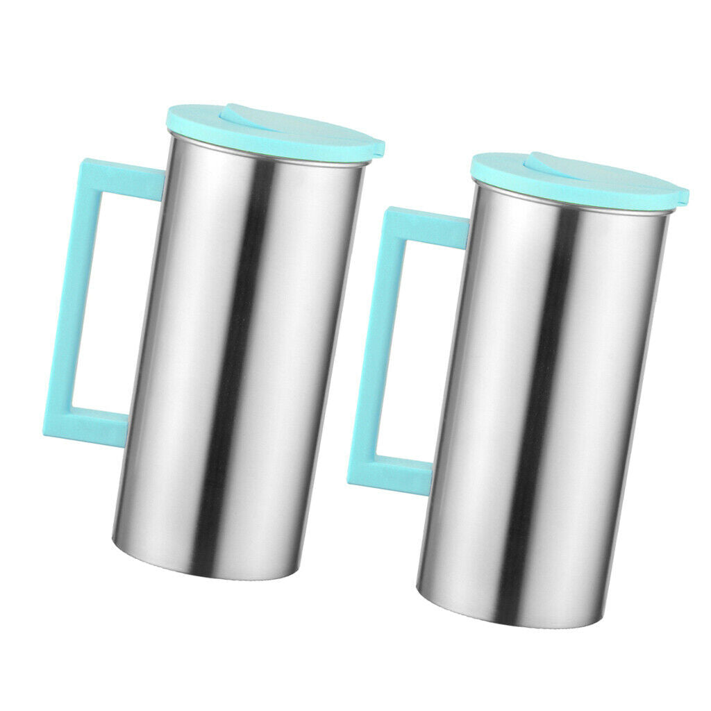 Pack of 2, Stainless 1.8L Water Pitcher Green Juice Ice Tea Jug Restaurant