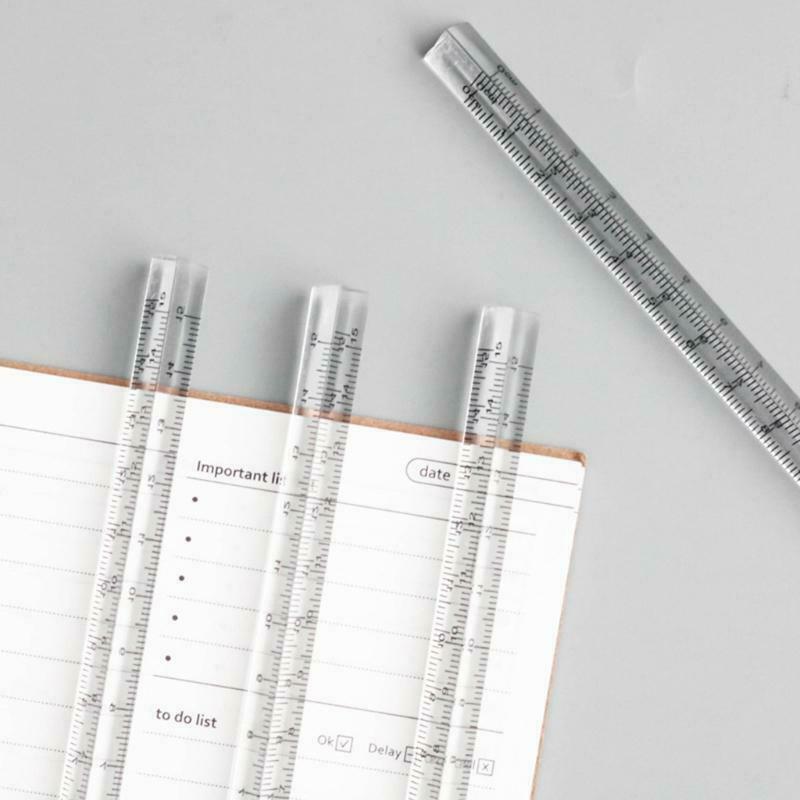 1x Transparent Acrylic Ruler 0-15cm Three-sided Straight Ruler Math Drawing Tool