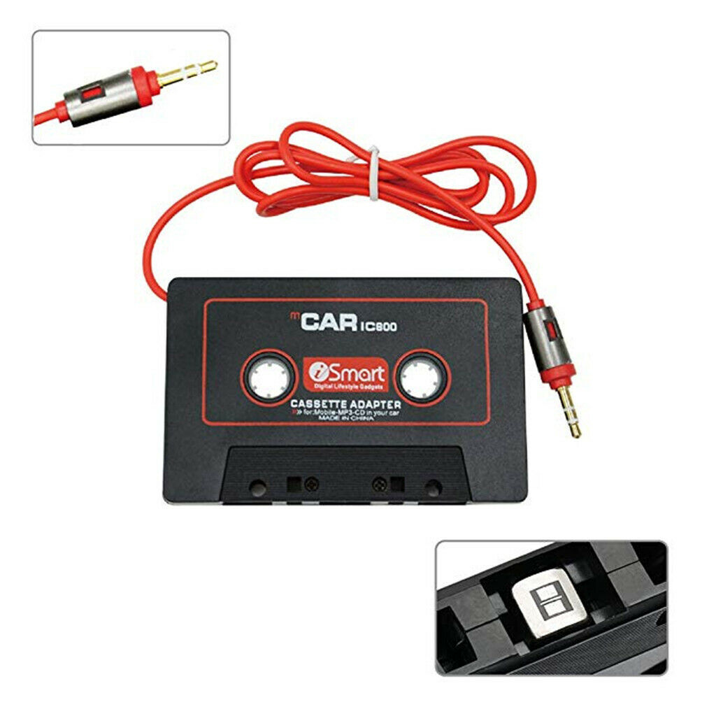 Car Cassette Tape Adapter Audio Converter 3.5mm Stereo Plug Black for