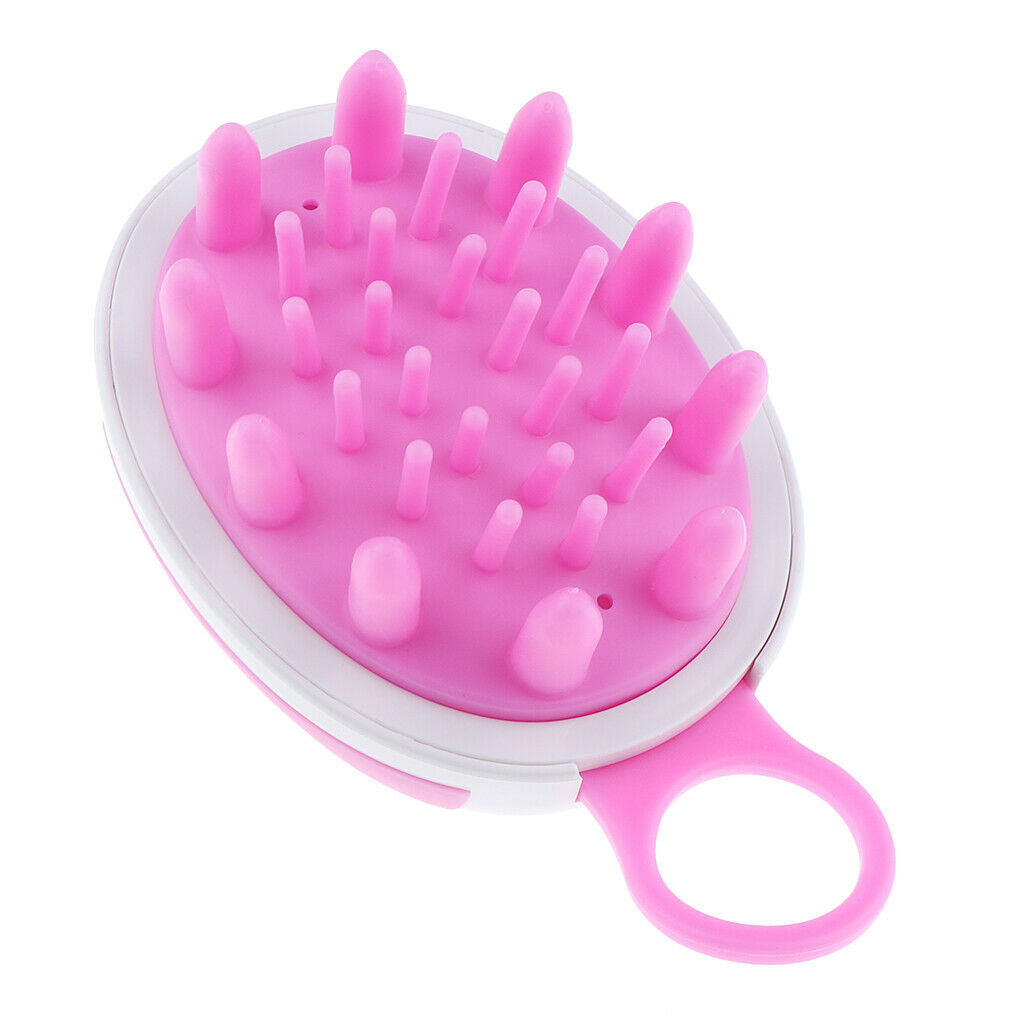 Soft Silicone Oval Shampoo Scalp Head Hair Massage Massager Brush Comb Pink