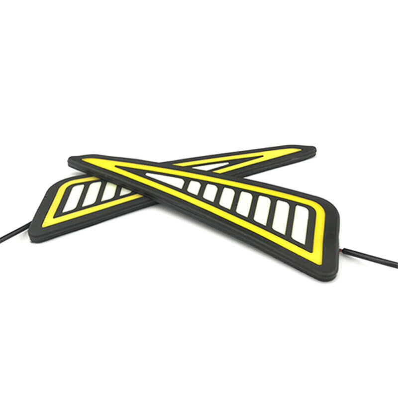 Car LED Bumper Strip COB Daytime Running Light Yellow Turn Signal DayLight  T Lt