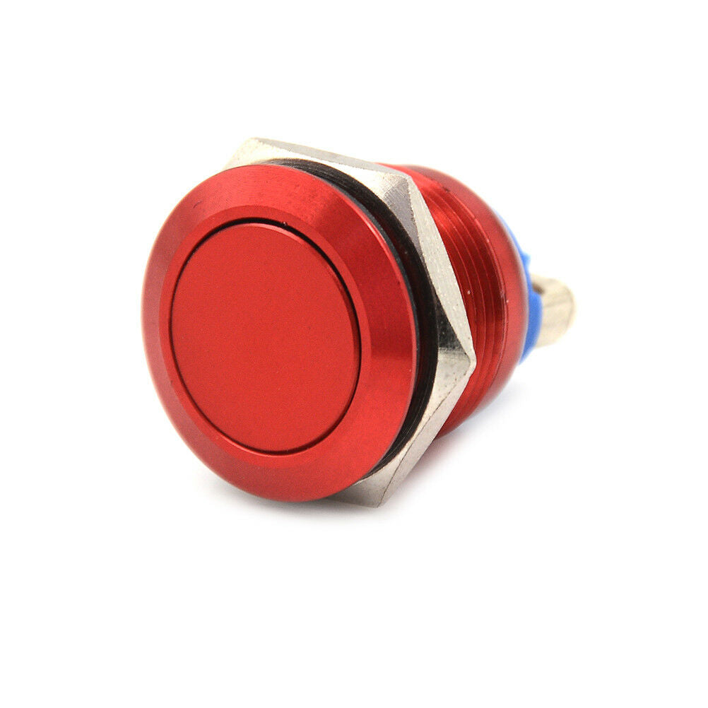 1PC 19mm waterproof red momentary metal push button switch flat top switch Pb