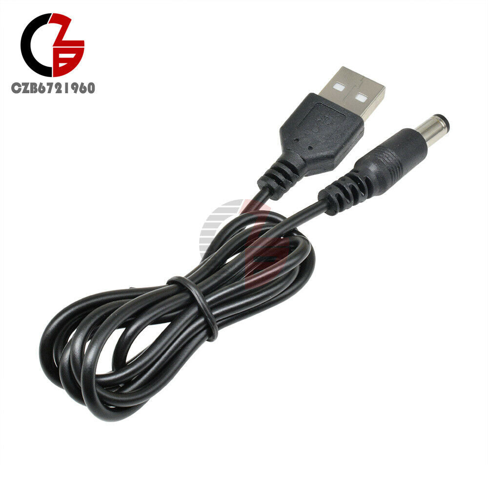 2PCS USB 2.0 Male A To DC 5.5mm x 2.1mm Plug DC Power Supply Cord Socket Cable