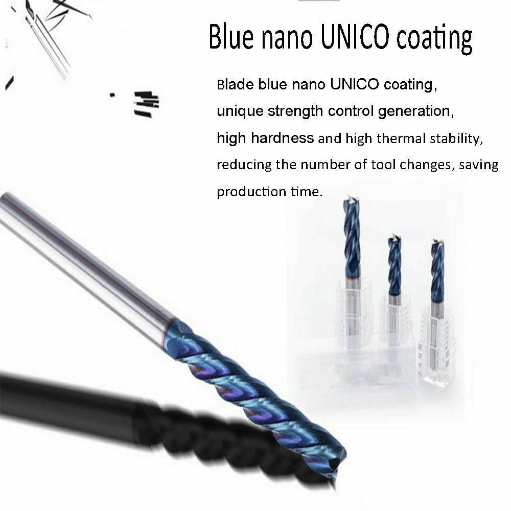 8mm HRC65° 4F Nano Tungsten Carbide End Mill milling cutter for stainless steel