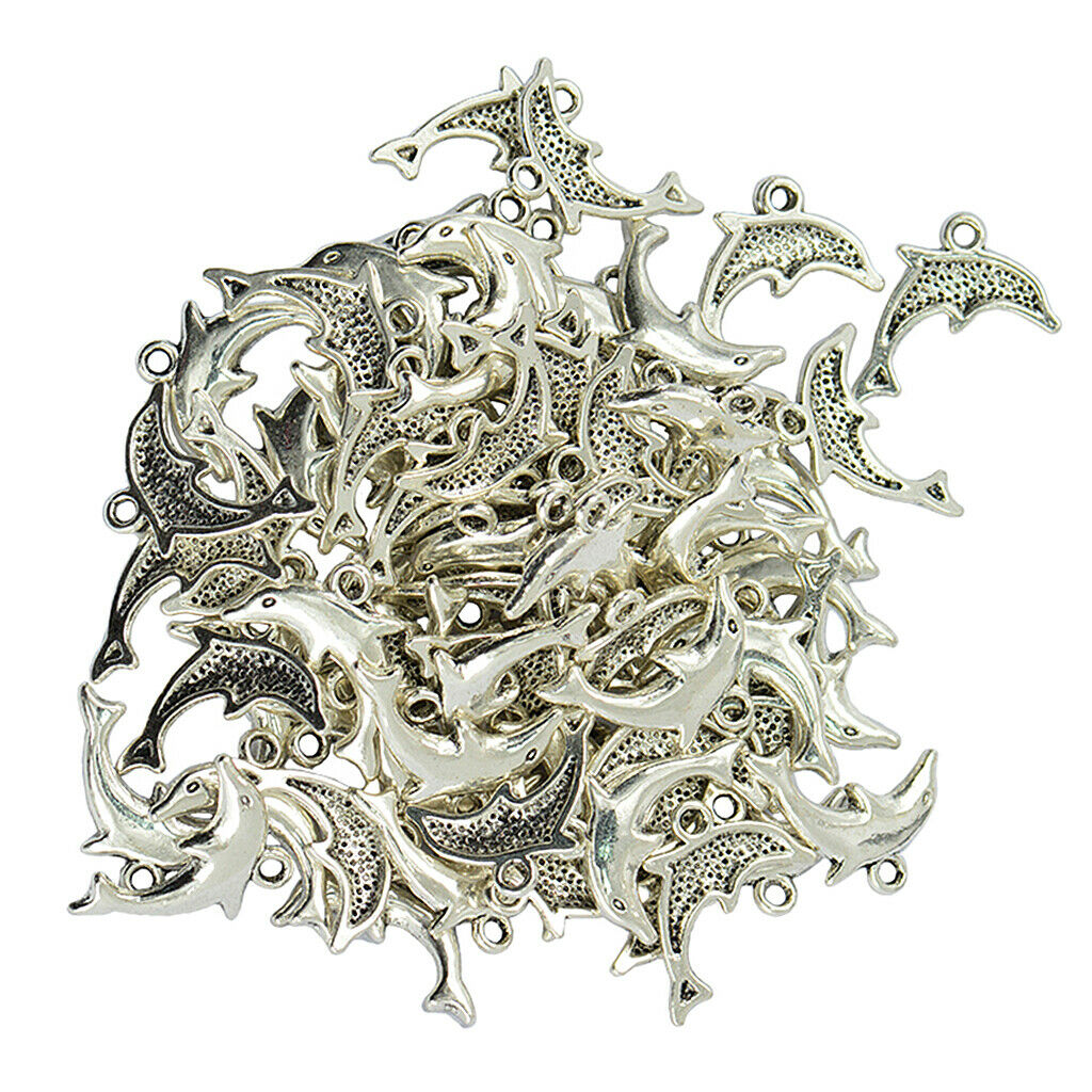 50 pieces nautical dolphin shape charms pendants for jewelry making