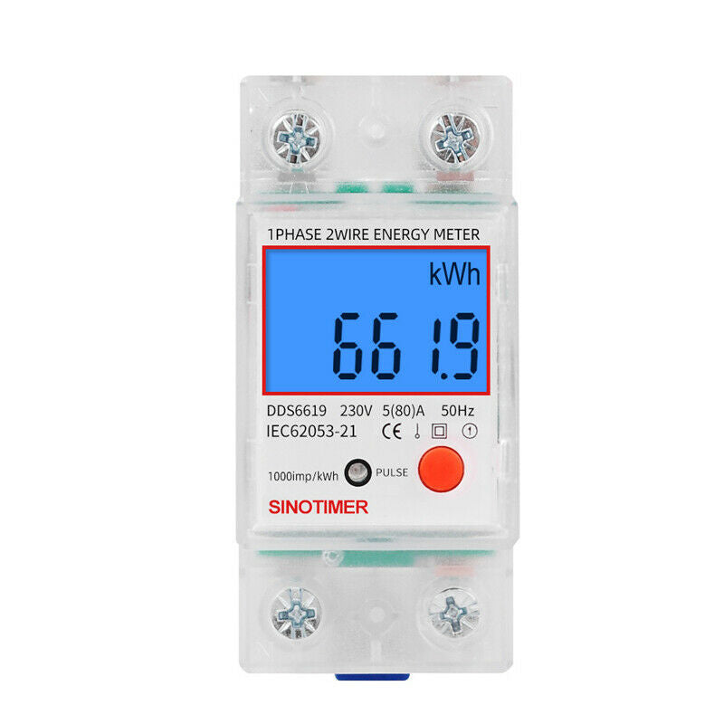 230V Digital LCD Kwh Wattmeter Power Consumption Energy Meter Electric Din Rail