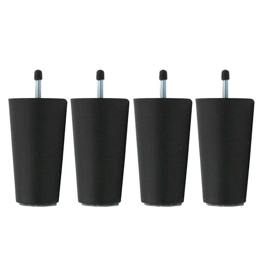 Set of 4/4pcs Bed Sofa Couch Legs Replacement Bed Riser 125mm Black Color