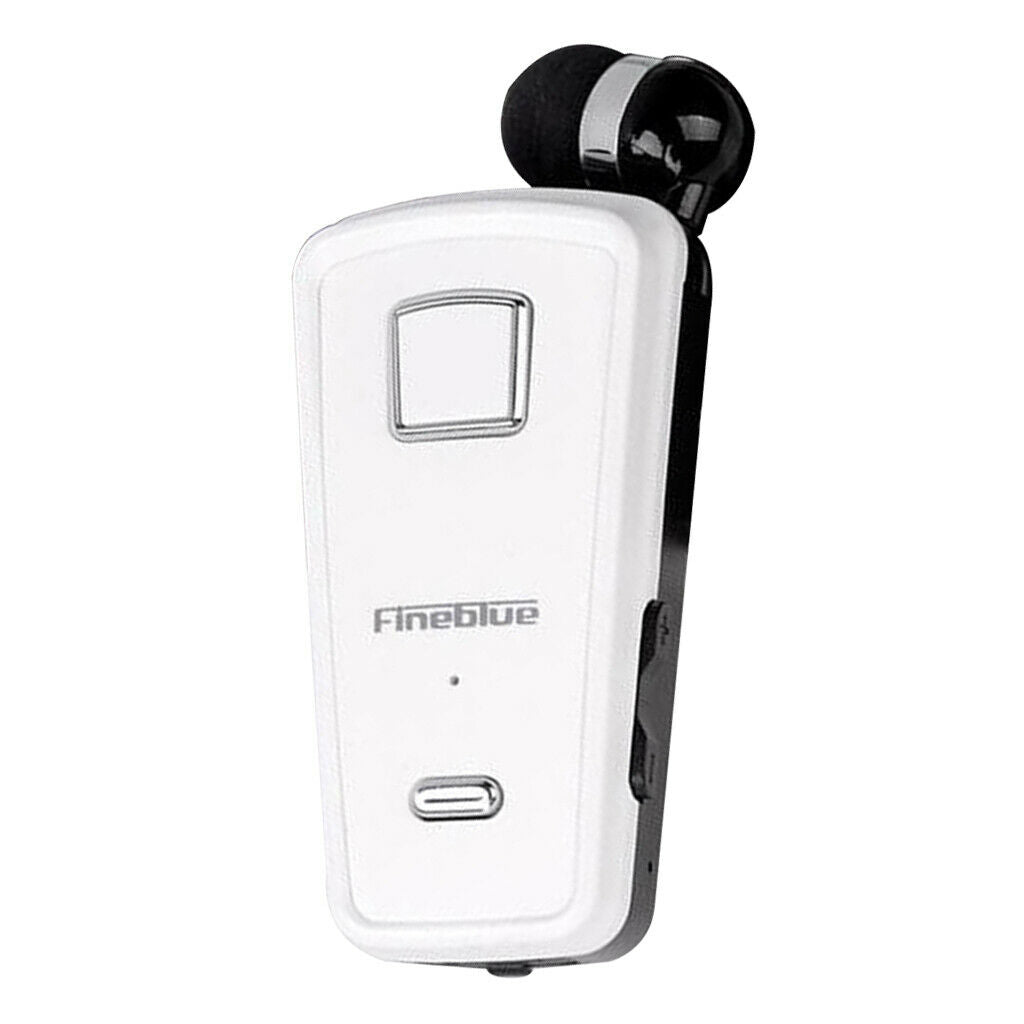 Fineblue Retractable Bluetooth Headset Clip Business Earphone with Mic White