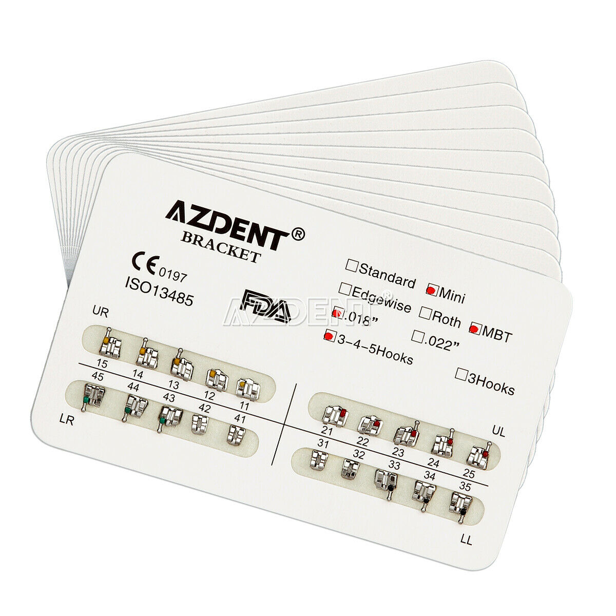 20 Kits Dental Orthodontic Brackets Braces Mini MBT Slot.018 Hooks 3-4-5 AZDENT