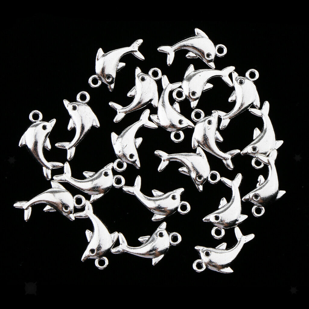 20x Nautical Charms Beach Themed Dolphin Pendant Beads for Making Bracelet