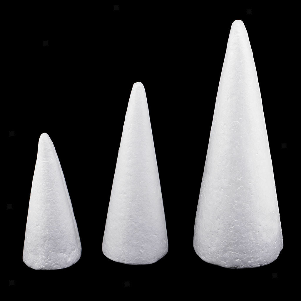 15Pcs Cone Shaped Styrofoam Foam Ornaments For Handmade DIY Modelling Crafts