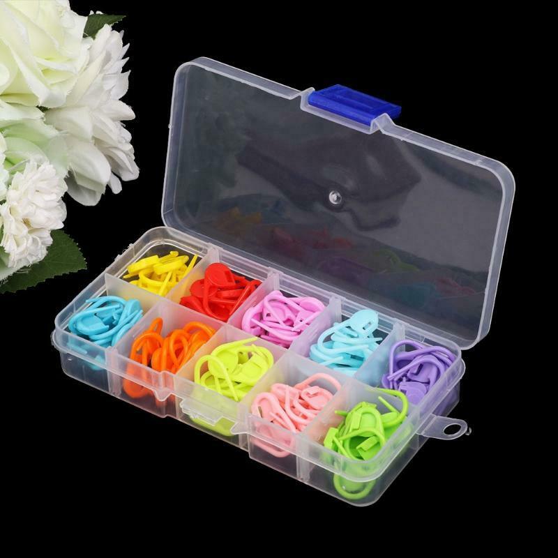 120Pcs Colorful Knitting Stitch Markers Crochet Locking Tool Craft Ring Holder
