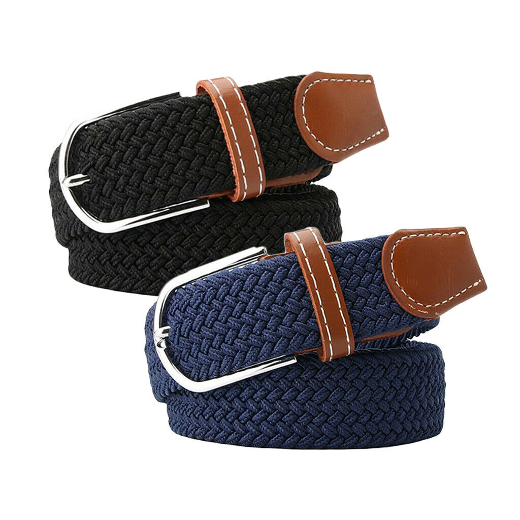 2x Men Woven Canvas Belt Webbing Belt Sports Pin Buckle Jeans Waistband