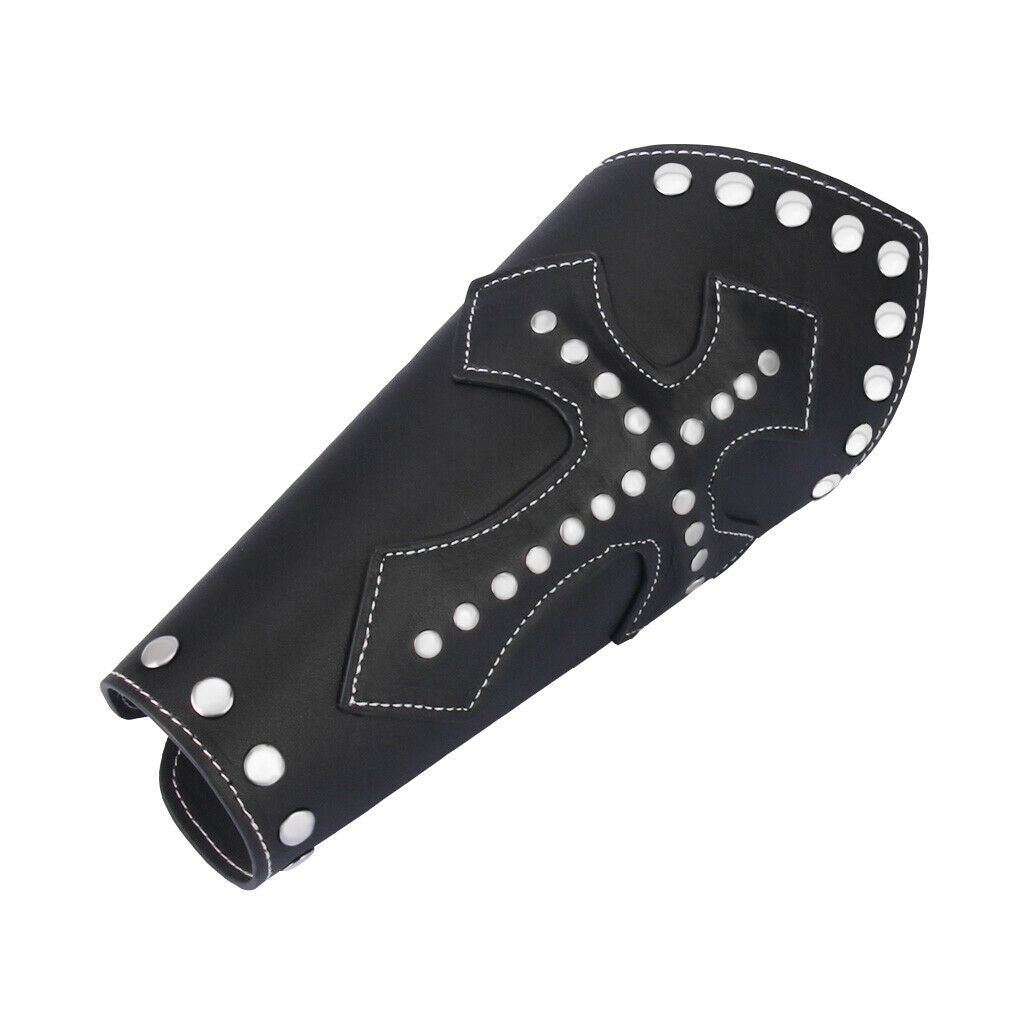 2x Black Medieval Cross Rivets Bandage Steampunk Gauntlet Bracelet Wristband