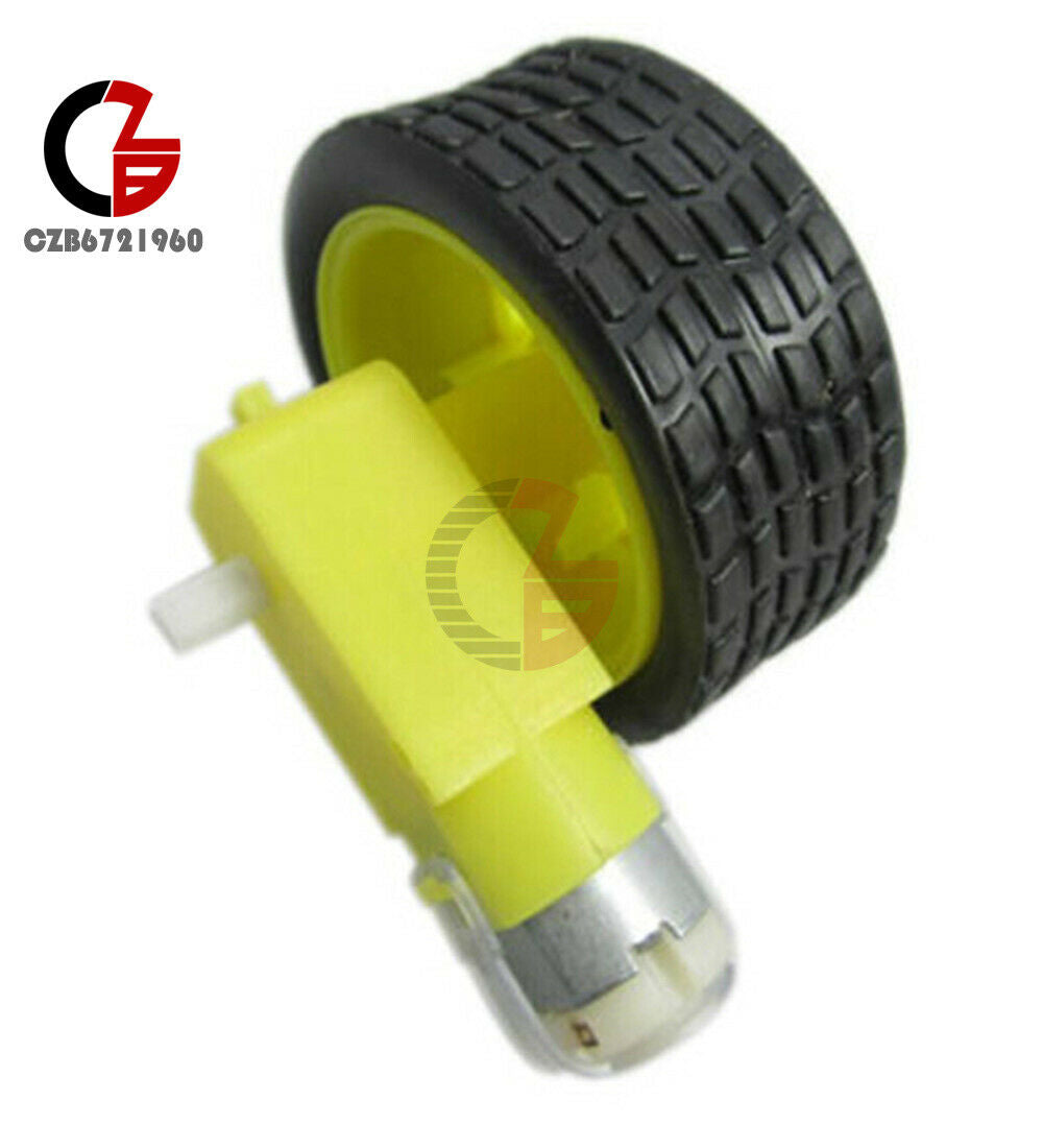 Arduino Smart Car Robot 65x26mm Plastic Tire Wheel w/ DC 3-6V Gear Motor
