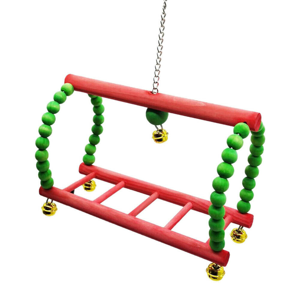 Bird Parrots Wooden Perch Cockatiels Ladder Swing For Small Birds Macaws