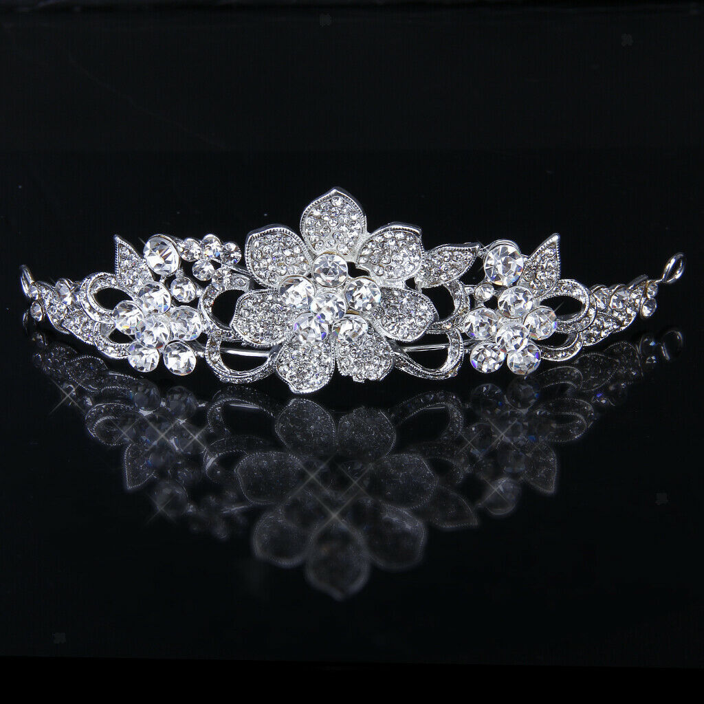 Gorgeous Crystal Flower Rhinestone  Headband Tiara Veil Wedding Bridal Prom