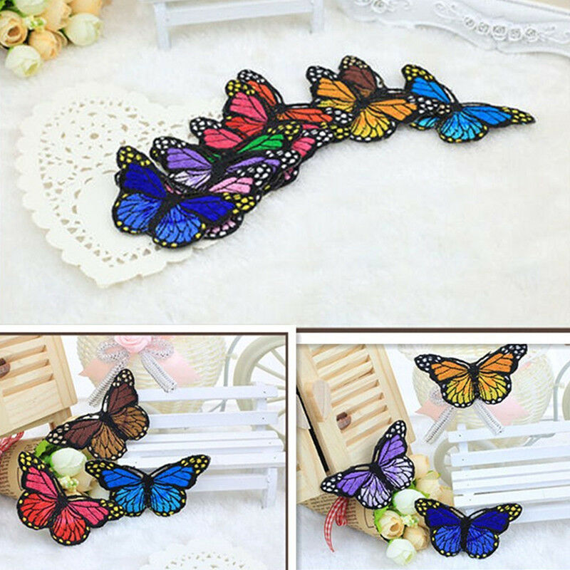 DIY 10pcs Embroidery Butterfly Sew On Patch Badge Embroidered Fabric Applique