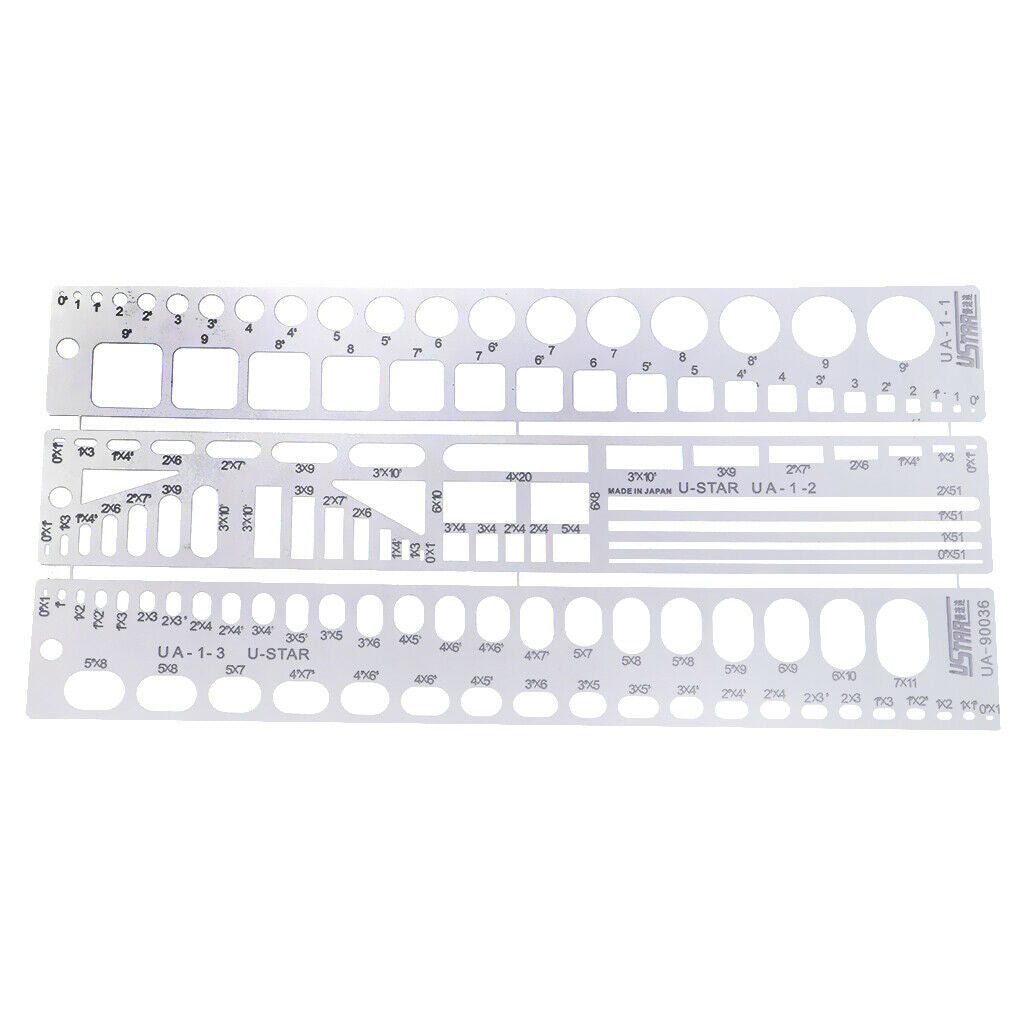 13.2cm Metal Hollow Out Modeling Engraved Scribe Line Aircraft Tools Ruler Kit