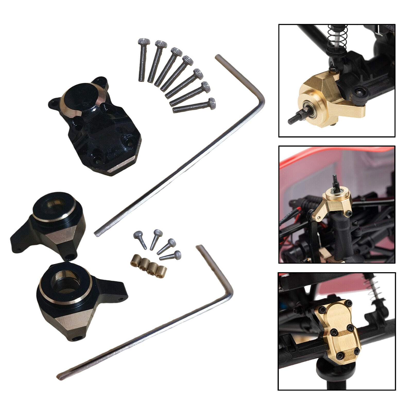1:24 Brass Diff Cover with Steering Knuckle for Axial SCX24 90081RC Car