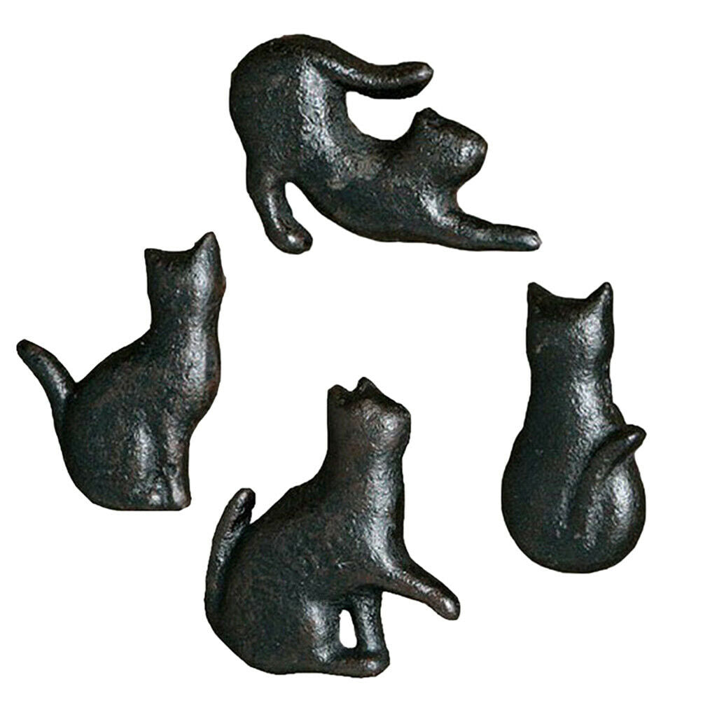 4x Cat Shape Cupboard Drawer Knob Kitchen Cabinet Door Pull Cast Iron Handle