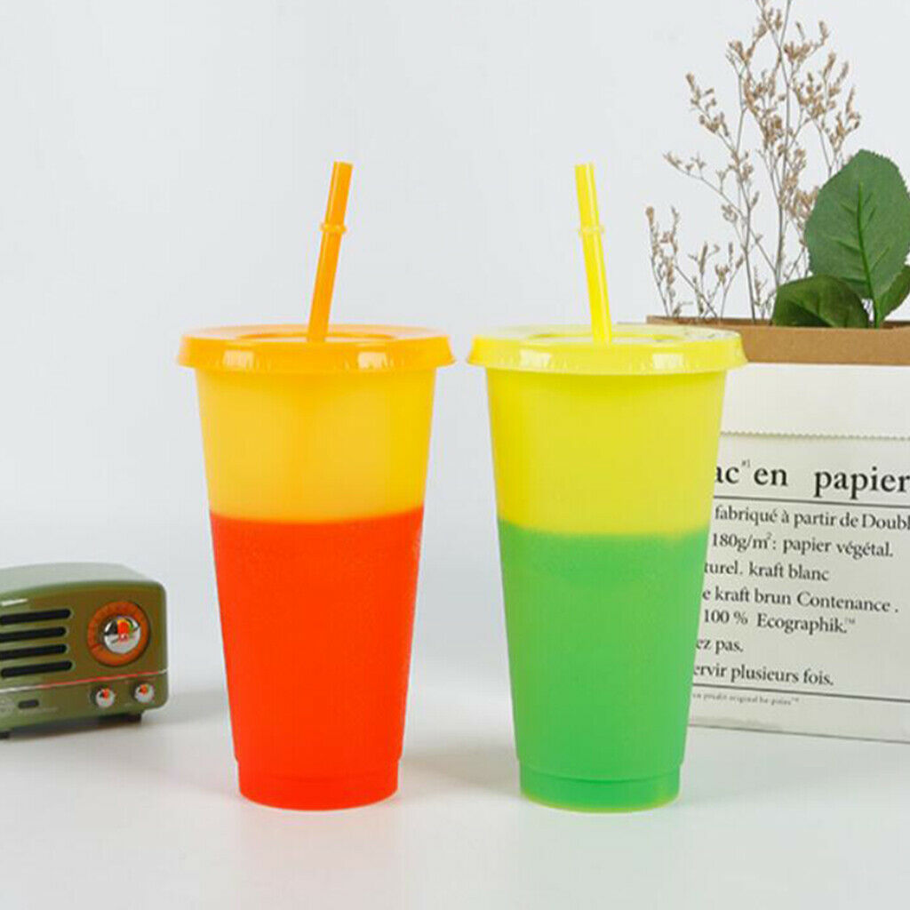 Color Changing Cups Plastic Cold Beverage Cups Mugs Summer Coffee Tumblers