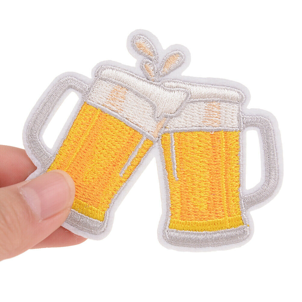 diy embroidery beer badge iron on patch for clothes stickers fabr.l8